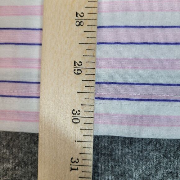 Vtg Peter Millar Mens Golf Polo Shirt Size M Pink Purple Striped Short Sleeve - Picture 9 of 9